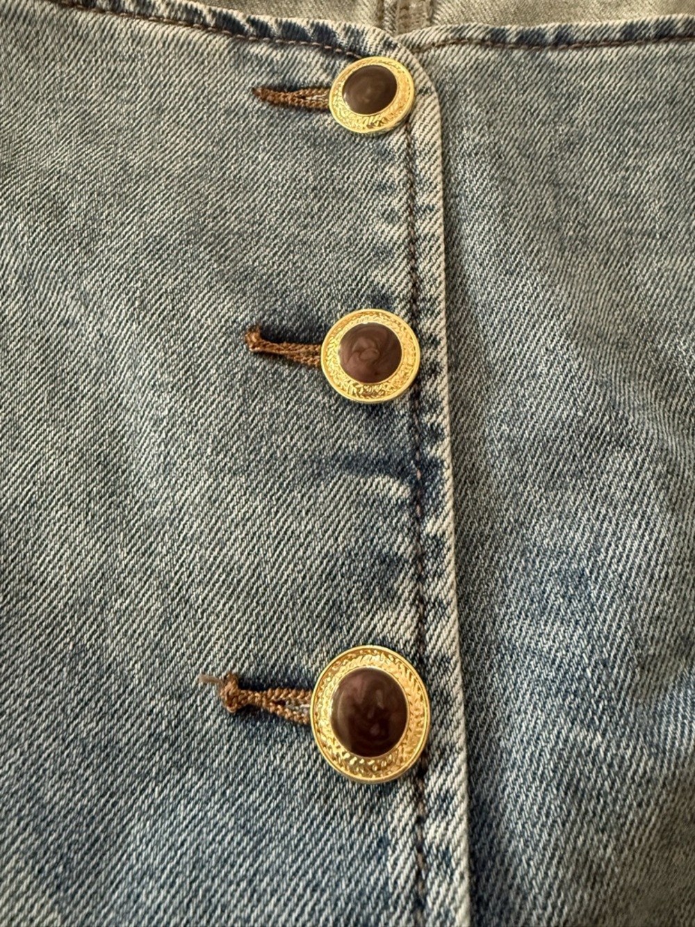 Slim-Fit Denim Vest Top in Blue with Front Buttons - Picture 2 of 5